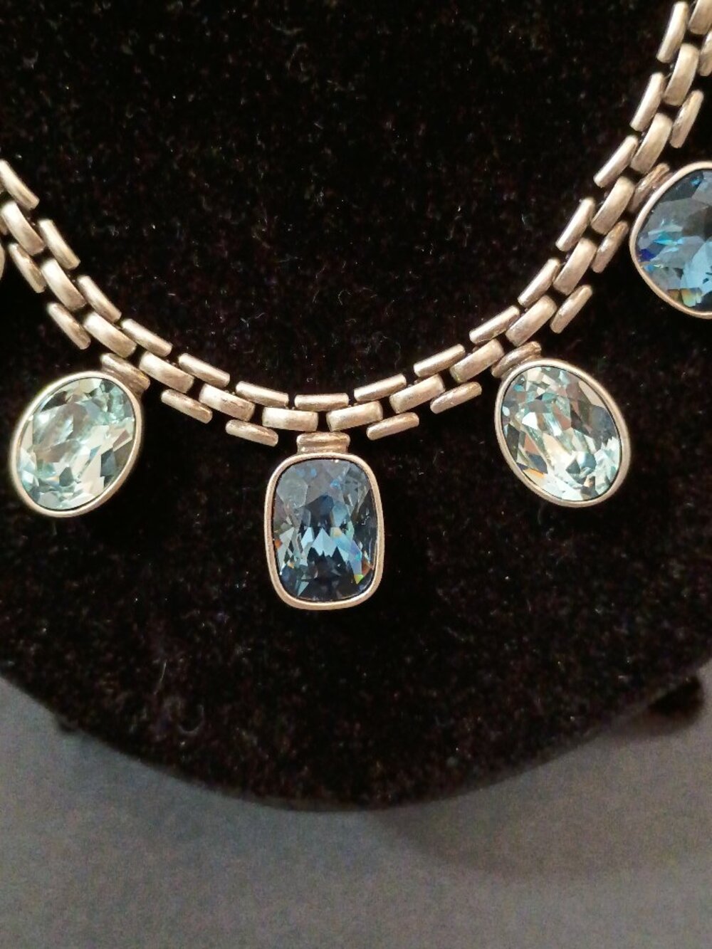 Touchstone Crystal Swarovski Basketweave Blue Ombre Necklace - Picture 2 of 6
